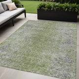 5' X 8' Fern Green Artichoke Green And Ivory Oriental Washable Indoor Outdoor Area Rug