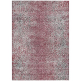 8' X 10' Merlot Silver And Gray Oriental Washable Indoor Outdoor Area Rug