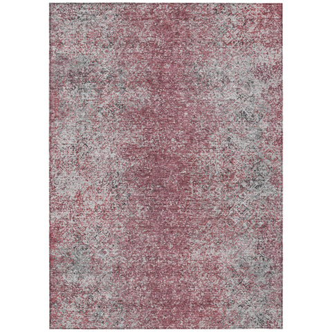 8' X 10' Merlot Silver And Gray Oriental Washable Indoor Outdoor Area Rug