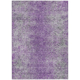 5' X 8' Plum Purple And Silver Oriental Washable Indoor Outdoor Area Rug