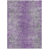 8' X 10' Plum Purple And Silver Oriental Washable Indoor Outdoor Area Rug
