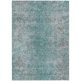 3' X 5' Teal Blue Gray And Charcoal Oriental Washable Indoor Outdoor Area Rug