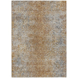 3' X 5' Terra Cotta Silver And Charcoal Oriental Washable Indoor Outdoor Area Rug