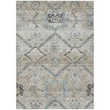 3' X 5' Beige Taupe And Tan Floral Washable Indoor Outdoor Area Rug