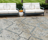 8' X 10' Beige Taupe And Tan Floral Washable Indoor Outdoor Area Rug