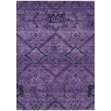 3' X 5' Eggplant Purple And Plum Floral Washable Indoor Outdoor Area Rug