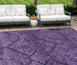 8' X 10' Eggplant Purple And Plum Floral Washable Indoor Outdoor Area Rug