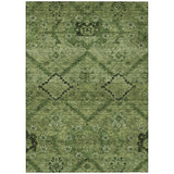 5' X 8' Olive Green Fern Green And Artichoke Green Floral Washable Indoor Outdoor Area Rug
