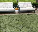8' X 10' Olive Green Fern Green And Artichoke Green Floral Washable Indoor Outdoor Area Rug