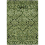 8' X 10' Olive Green Fern Green And Artichoke Green Floral Washable Indoor Outdoor Area Rug