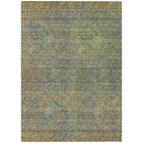 5' X 8' Green Gold And Charcoal Abstract Washable Indoor Outdoor Area Rug
