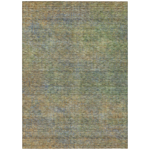 5' X 8' Green Gold And Charcoal Abstract Washable Indoor Outdoor Area Rug
