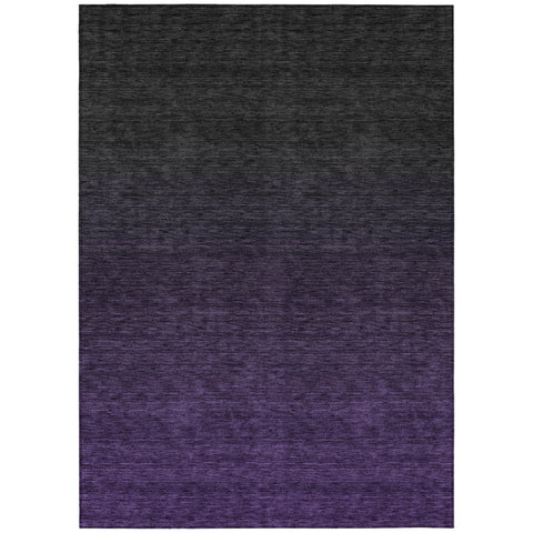 8' X 10' Eggplant Purple And Charcoal Abstract Washable Indoor Outdoor Area Rug
