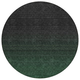 8' Emerald And Charcoal Round Abstract Washable Indoor Outdoor Area Rug