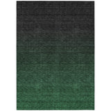 8' X 10' Emerald And Charcoal Abstract Washable Indoor Outdoor Area Rug