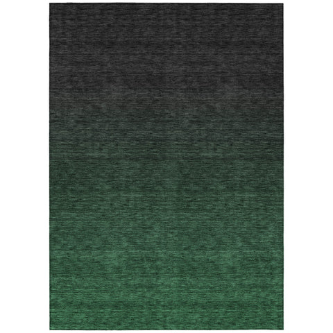 8' X 10' Emerald And Charcoal Abstract Washable Indoor Outdoor Area Rug