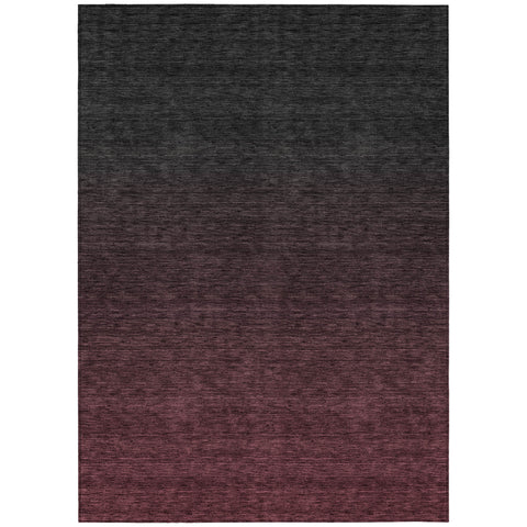 5' X 8' Merlot And Charcoal Abstract Washable Indoor Outdoor Area Rug