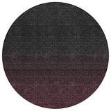 8' Merlot And Charcoal Round Abstract Washable Indoor Outdoor Area Rug