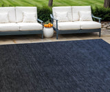 8' X 10' Navy Blue And Charcoal Abstract Washable Indoor Outdoor Area Rug