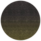 8' Olive Green And Charcoal Round Abstract Washable Indoor Outdoor Area Rug
