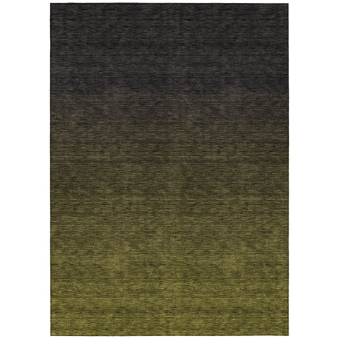 8' X 10' Olive Green And Charcoal Abstract Washable Indoor Outdoor Area Rug