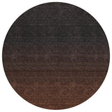 8' Orange And Charcoal Round Abstract Washable Indoor Outdoor Area Rug