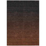 8' X 10' Orange And Charcoal Abstract Washable Indoor Outdoor Area Rug