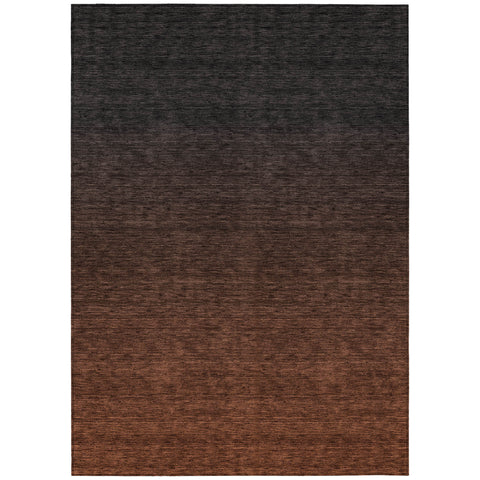 8' X 10' Orange And Charcoal Abstract Washable Indoor Outdoor Area Rug