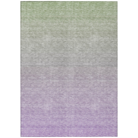 3' X 5' Artichoke Green And Lavender Ombre Washable Indoor Outdoor Area Rug