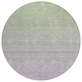 8' Artichoke Green And Lavender Round Ombre Washable Indoor Outdoor Area Rug