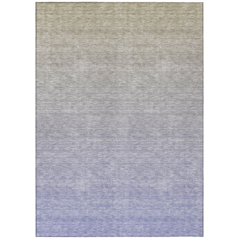 3' X 5' Beige Tan And Blue Ombre Washable Indoor Outdoor Area Rug