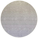 8' Beige Tan And Blue Round Ombre Washable Indoor Outdoor Area Rug