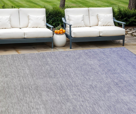 8' X 10' Beige Tan And Blue Ombre Washable Indoor Outdoor Area Rug