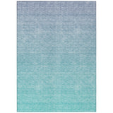 5' X 8' Sky Blue And Teal Blue Ombre Washable Indoor Outdoor Area Rug