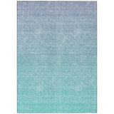8' X 10' Sky Blue And Teal Blue Ombre Washable Indoor Outdoor Area Rug