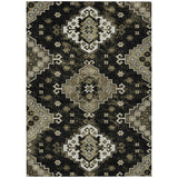 5' X 8' Black Ivory And Taupe Medallion Washable Indoor Outdoor Area Rug