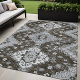 5' X 8' Brown And Gray Medallion Washable Indoor Outdoor Area Rug