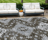 8' X 10' Brown And Gray Medallion Washable Indoor Outdoor Area Rug