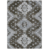 8' X 10' Brown And Gray Medallion Washable Indoor Outdoor Area Rug