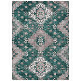 8' X 10' Emerald Brown And Ivory Medallion Washable Indoor Outdoor Area Rug
