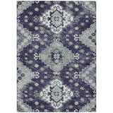 8' X 10' Purple Eggplant And Sage Medallion Washable Indoor Outdoor Area Rug