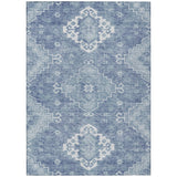 3' X 5' Navy Blue And Denim Blue Medallion Washable Indoor Outdoor Area Rug