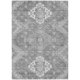 8' X 10' Gray And Ivory Medallion Washable Indoor Outdoor Area Rug