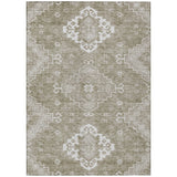 3' X 5' Taupe Beige And Ivory Medallion Washable Indoor Outdoor Area Rug