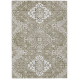 5' X 8' Taupe Beige And Ivory Medallion Washable Indoor Outdoor Area Rug