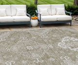 8' X 10' Taupe Beige And Ivory Medallion Washable Indoor Outdoor Area Rug