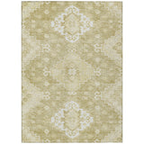 5' X 8' Wheat Gold And Ivory Medallion Washable Indoor Outdoor Area Rug