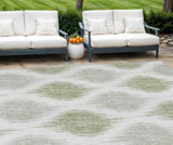 8' X 10' Artichoke Green Ivory And Gray Ikat Washable Indoor Outdoor Area Rug