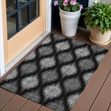 3' X 5' Black Silver And Gray Ikat Washable Indoor Outdoor Area Rug