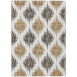 8' X 10' Chocolate And Ivory Ikat Washable Indoor Outdoor Area Rug